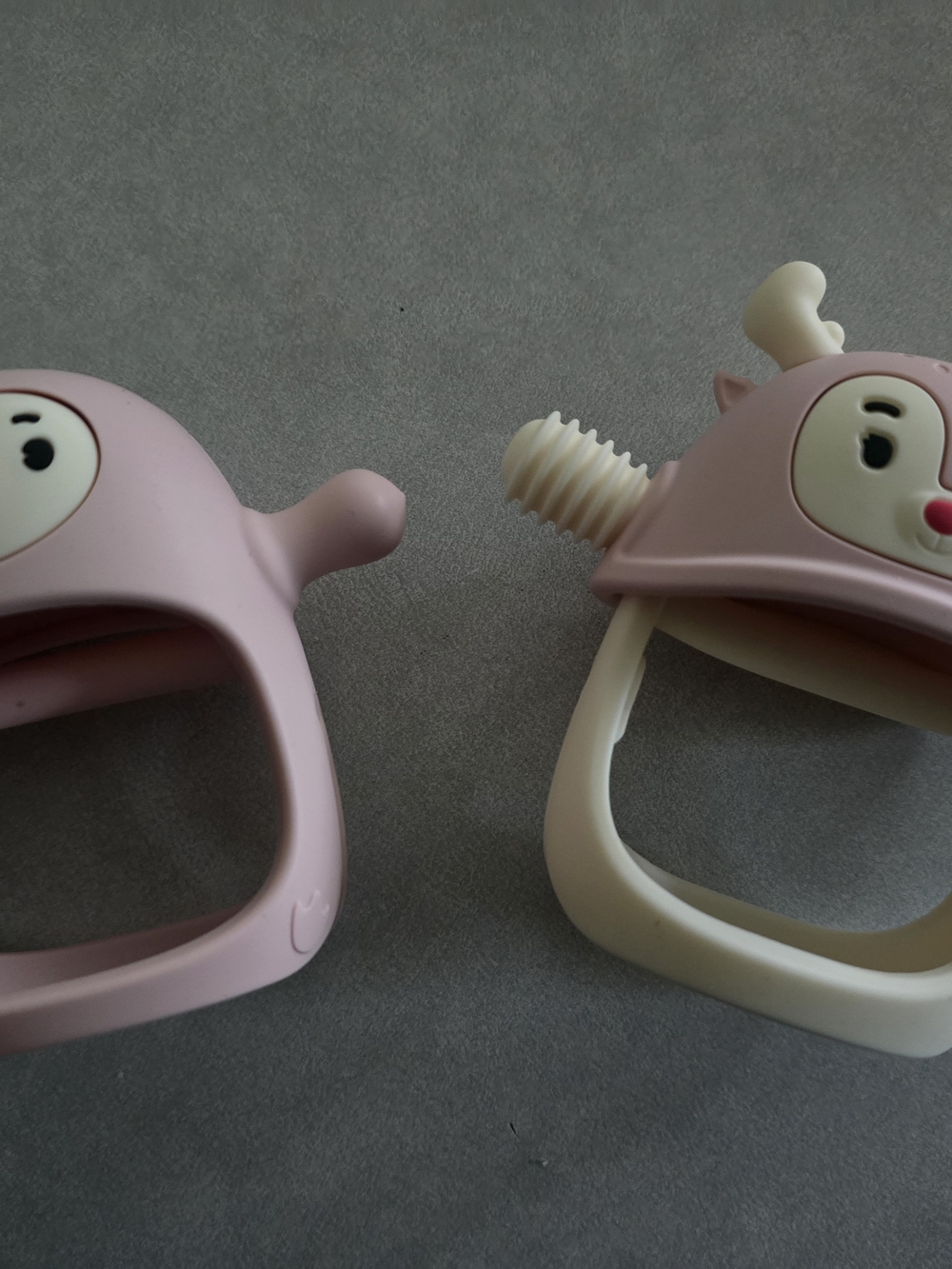 Baby Teething Toy Pair in Pale Pink and Cream